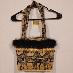 Artifacts MaryJean Collection Zebra Tapestry Small Bag